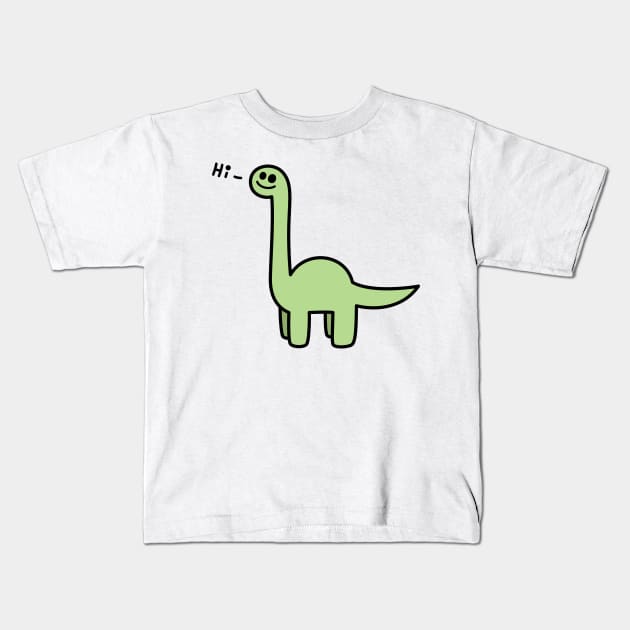 Brachiosaurus Dino Says Hi Green Kids T-Shirt by JadedOddity